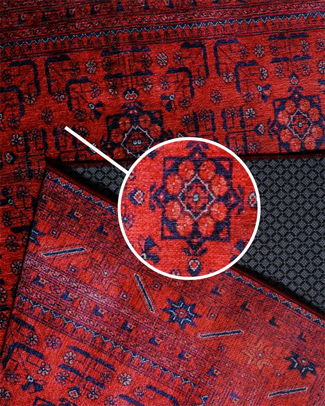 Twist Serisi Kırmızı Zeminli Klasik Motifli Halı Etnik  Modern Uyum
