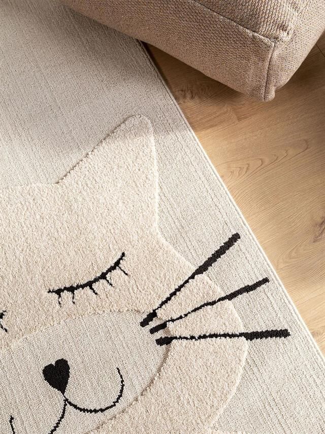 Tiny Kids Kedi Desenli Gri Dikdörtgen Halı