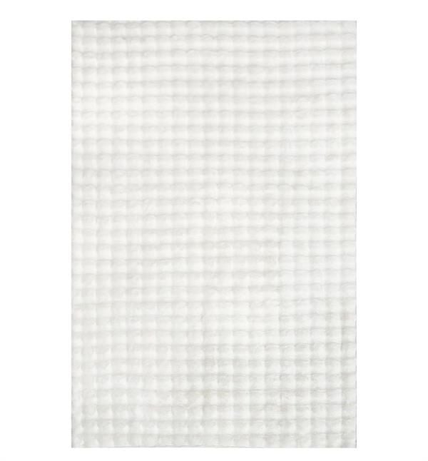 Dekoratif Beyaz Peluş Halı – Kaymaz, Kolay Temizlenen, Yumuşak Dokulu