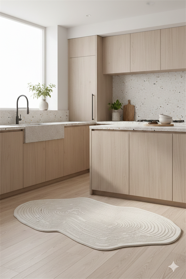 Şekilli Özel Kesimli Dekoratif Modern Halı – Krem