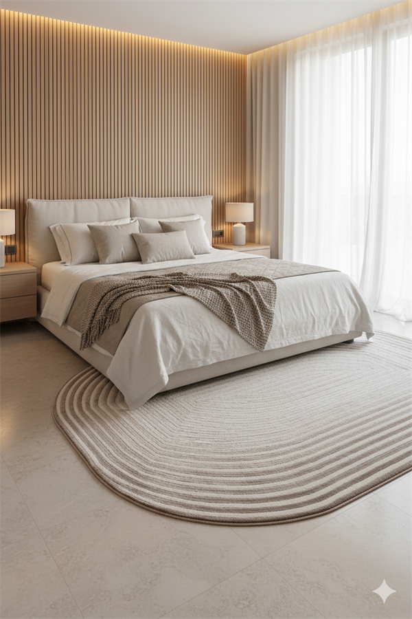 Geometrik Şekilli Özel Kesimli Dekoratif Modern Halı – Krem Bej