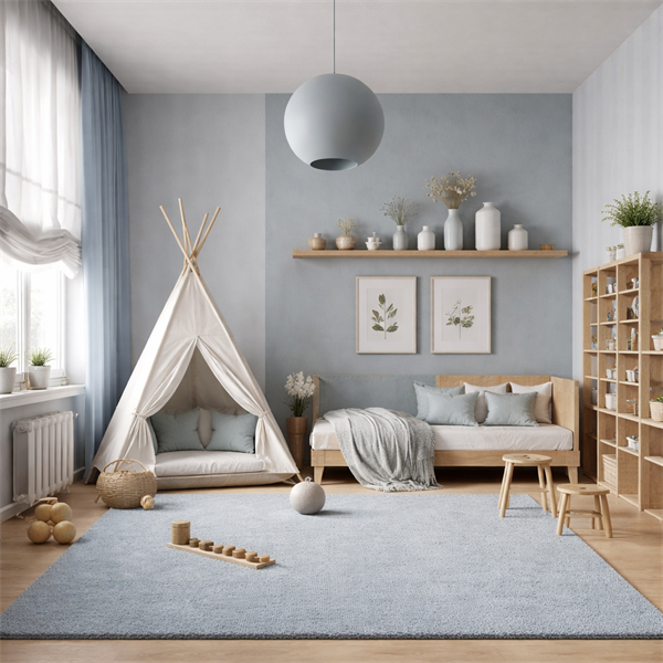 Bali Serisi Mavi Mikrofiber Antialerjik Düz Renk Halı