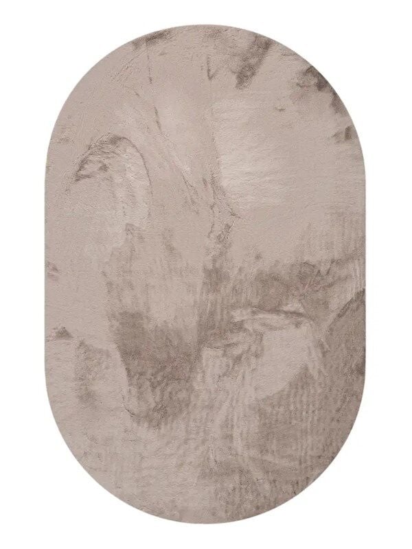 Velora Serisi Vizon Oval Tavşan Peluş Halı – Ultra Yumuşak Kaymaz Taban Modern Peluş Halı