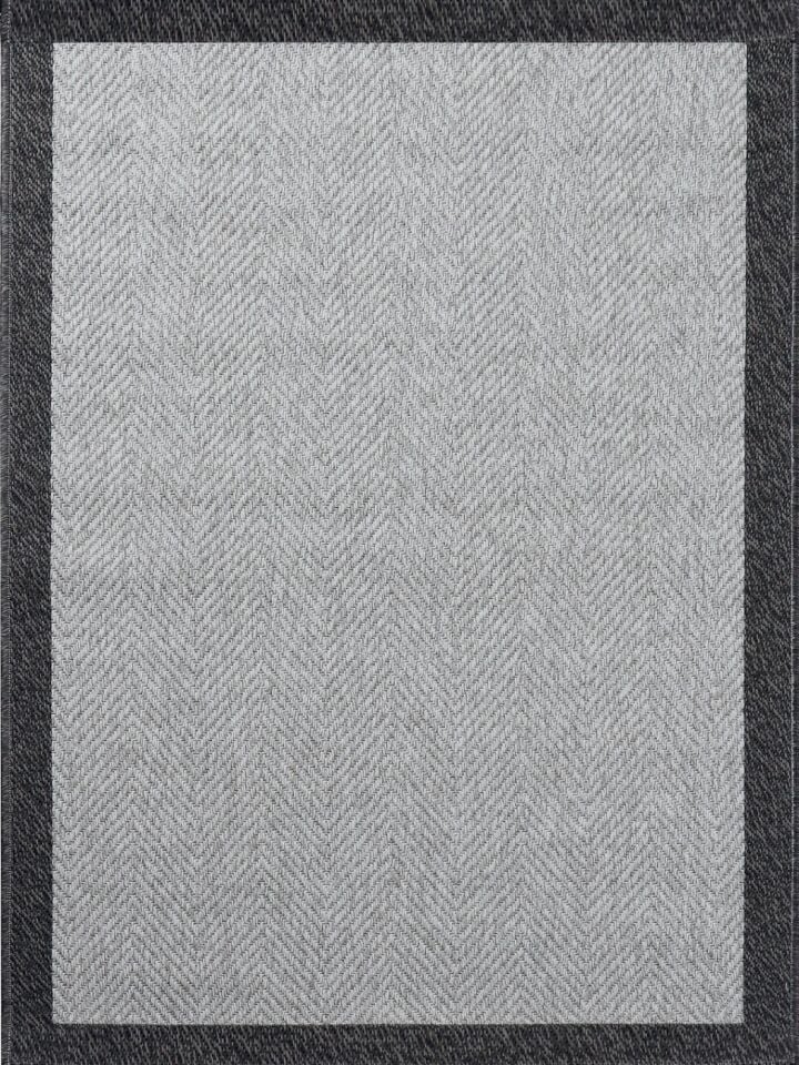 LOOM Halı Lino 3303 Antrasit Bordürlü Gri Balıksırtı Halı