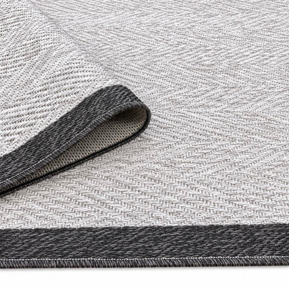 LOOM Halı Lino 3303 Antrasit Bordürlü Gri Balıksırtı Halı