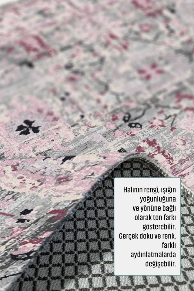 Twist Gri Pudra Kaymaz Tabanlı Yıkanabilir Halı