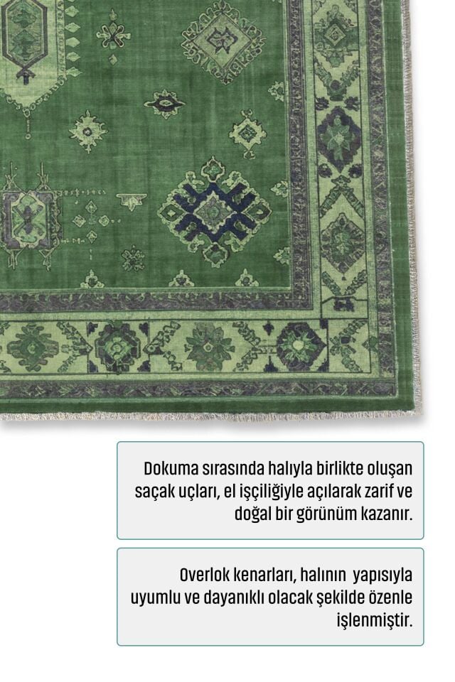 Twist Serisi Kaymaz Yıkanabilir Halı Yeşil