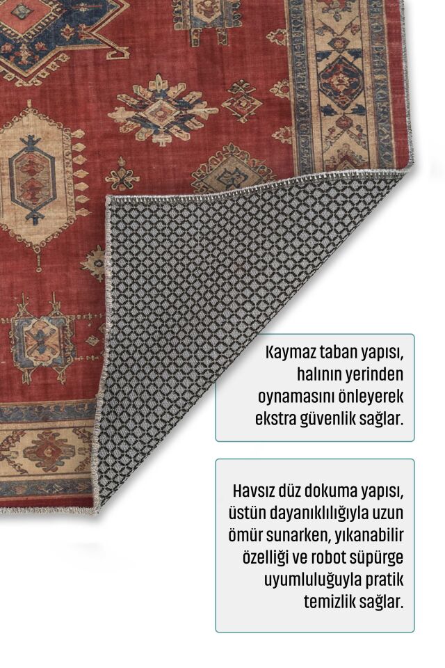 Twist Serisi Kaymaz Yıkanabilir Halı Kırmızı