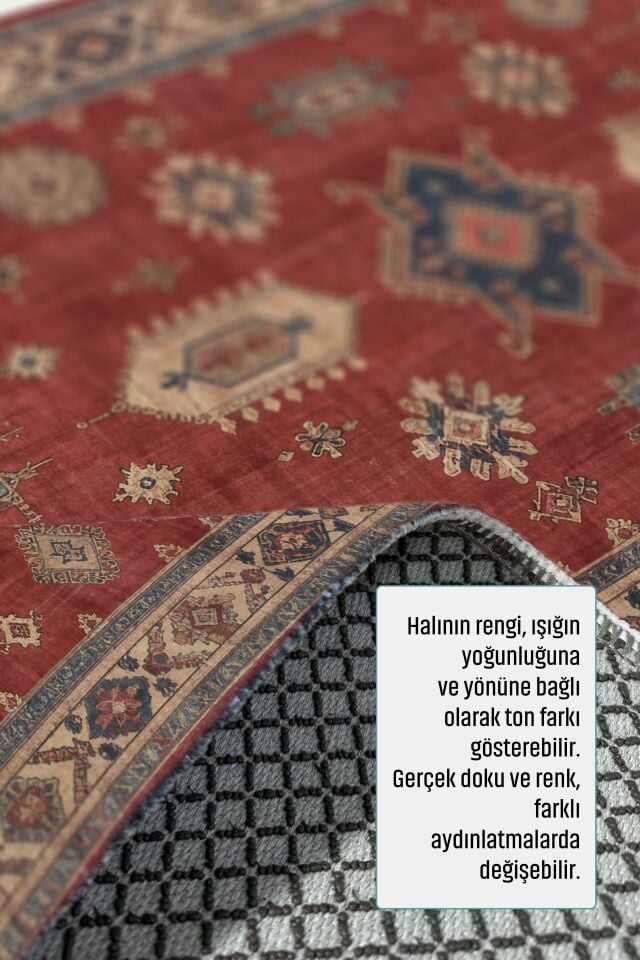 Twist Serisi Kaymaz Yıkanabilir Halı Kırmızı