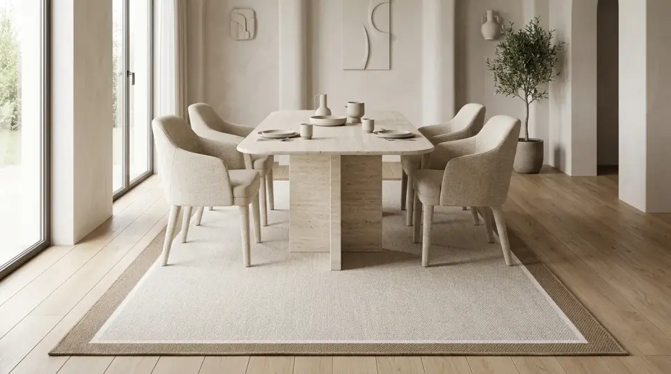 LOOM Halı Lino 3304 Kahverengi Bordürlü Krem Halı