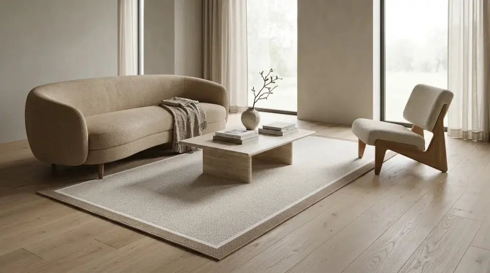 LOOM Halı Lino 3304 Kahverengi Bordürlü Krem Halı