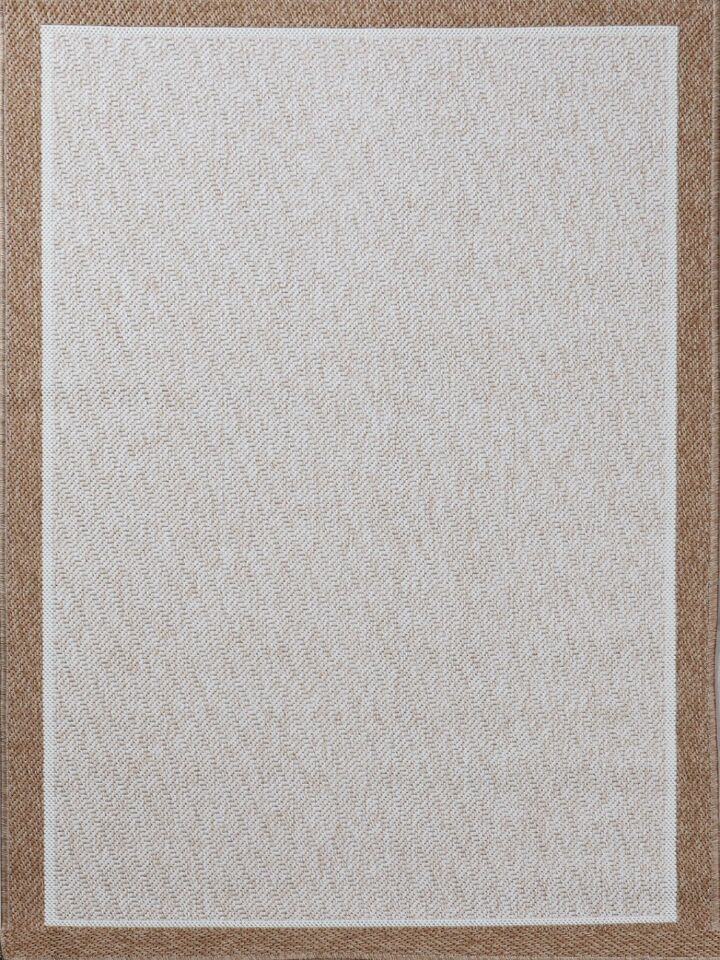 LOOM Halı Lino 3304 Kahverengi Bordürlü Krem Halı