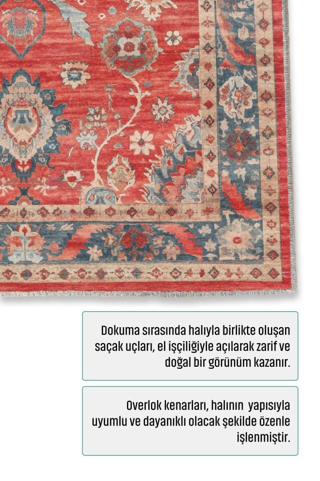 Twist Kaymaz Taban Yıkanabilir Halı Kırmızı Mavi