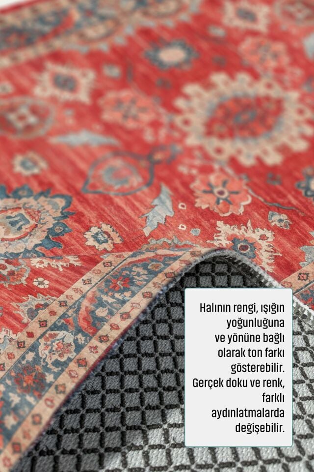 Twist Kaymaz Taban Yıkanabilir Halı Kırmızı Mavi