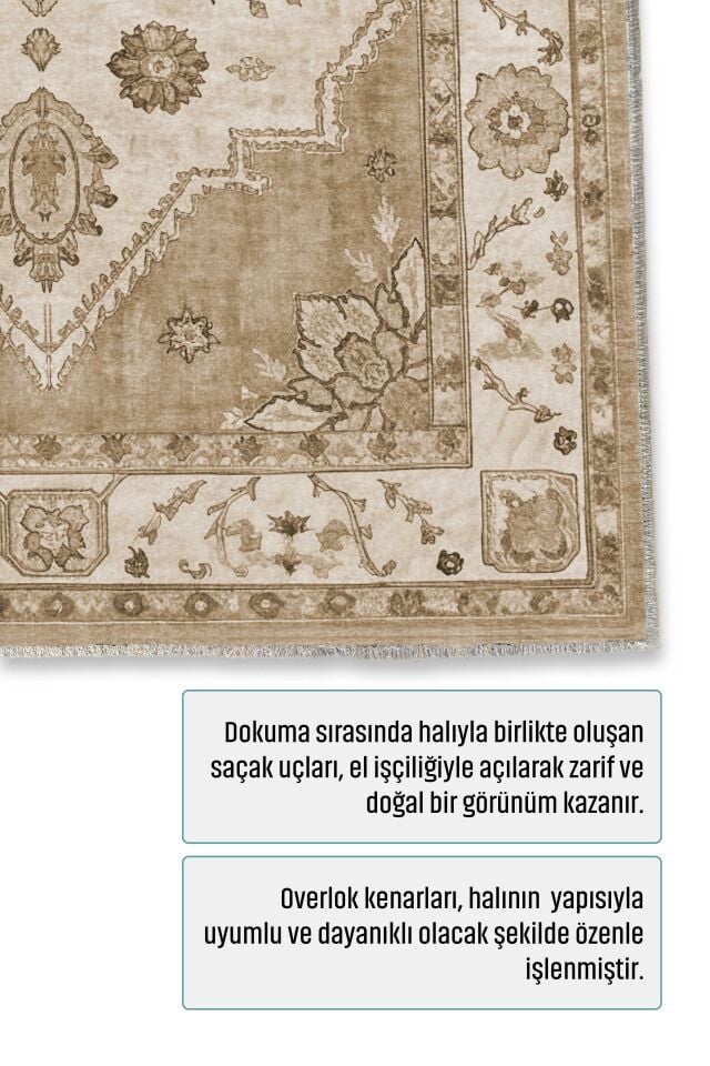 Twist Kaymaz Taban Yıkanabilir Halı Bej Vizon