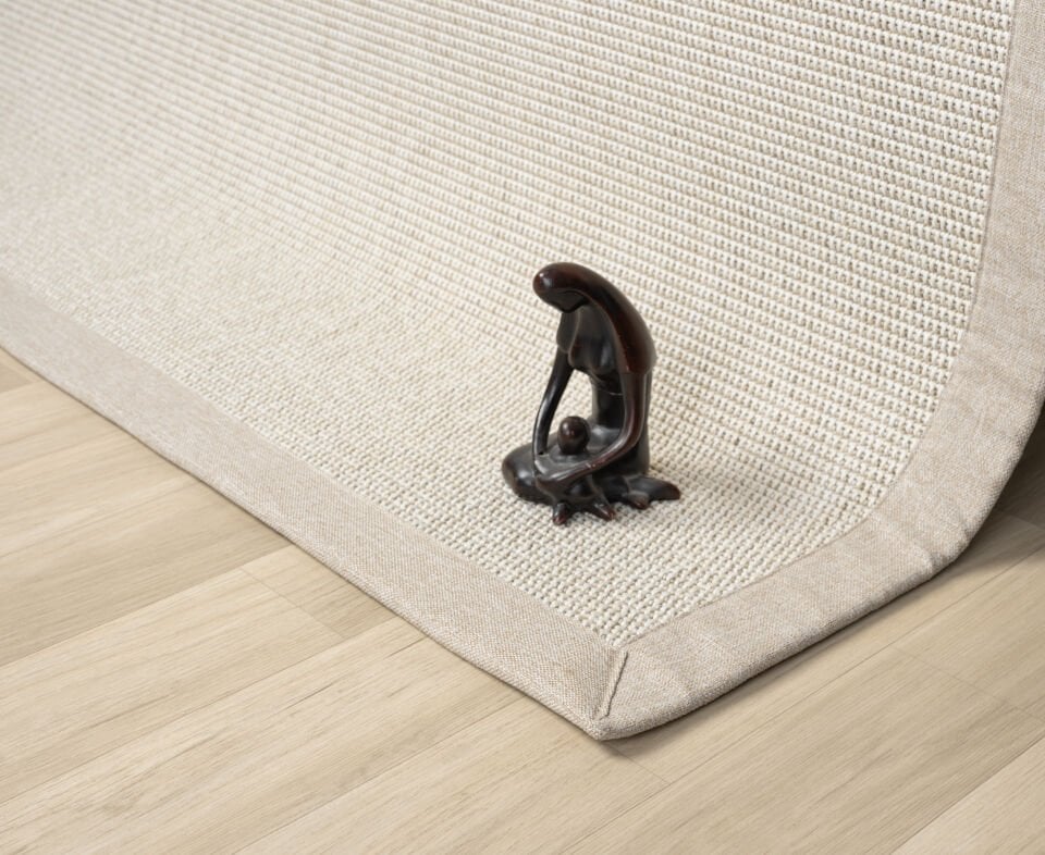 Loom Halı Krem Bordürlü Jüt Sisal Halı – Kolay Temizlenebilir Modern Balkon Mutfak Halısı