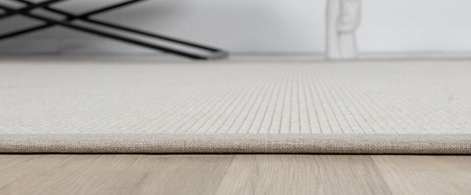 Loom Halı Krem Bordürlü Jüt Sisal Halı – Kolay Temizlenebilir Modern Balkon Mutfak Halısı