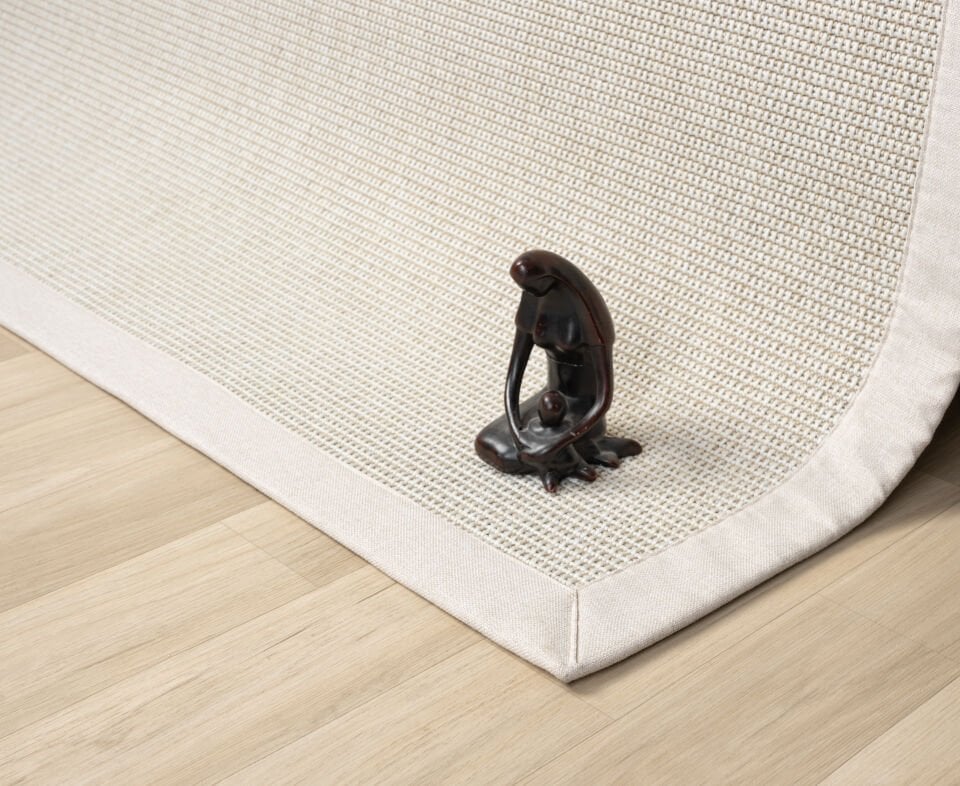 Loom Halı Bordürlü Krem Jüt Sisal Halı – Modern Salon Balkon Koridor Halısı