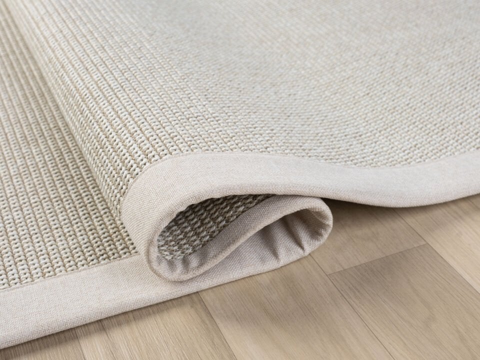 Loom Halı Bordürlü Krem Jüt Sisal Halı – Modern Salon Balkon Koridor Halısı