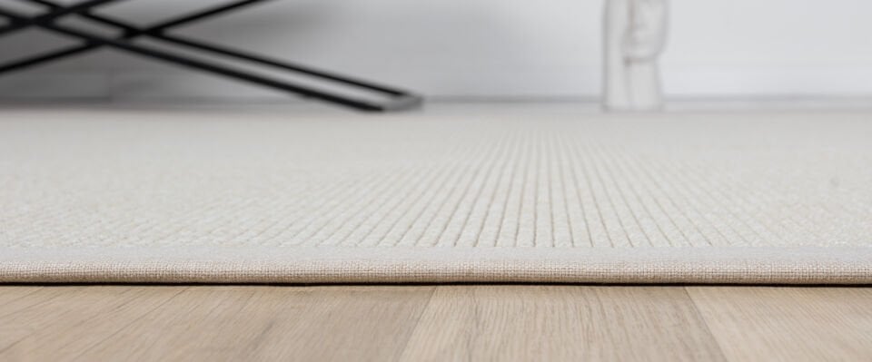 Loom Halı Bordürlü Krem Jüt Sisal Halı – Modern Salon Balkon Koridor Halısı
