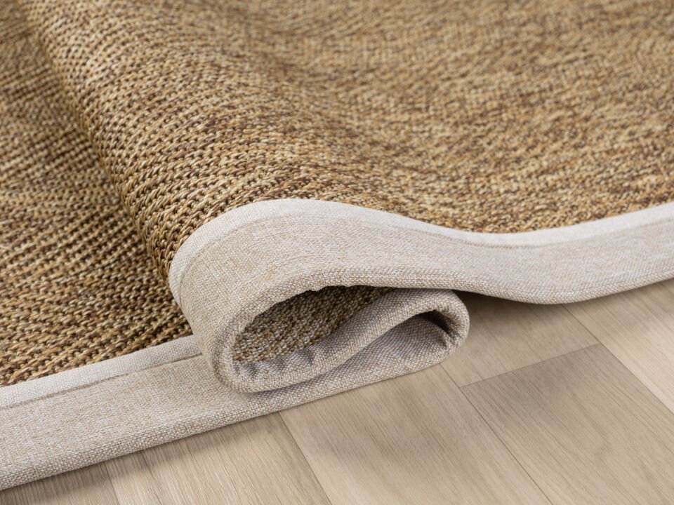 Bordürlü Krem Jüt Sisal Halı Modern Salon Balkon Koridor Halısı