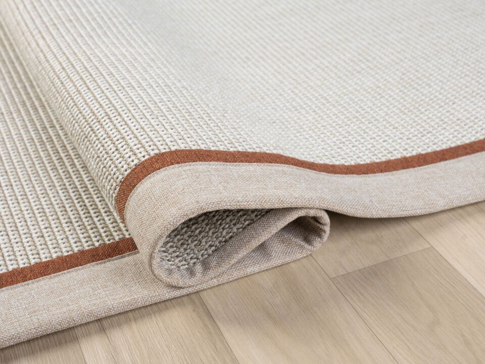 Kahve Bordürlü Krem Jüt Sisal Halı Modern Salon Balkon Koridor Halısı