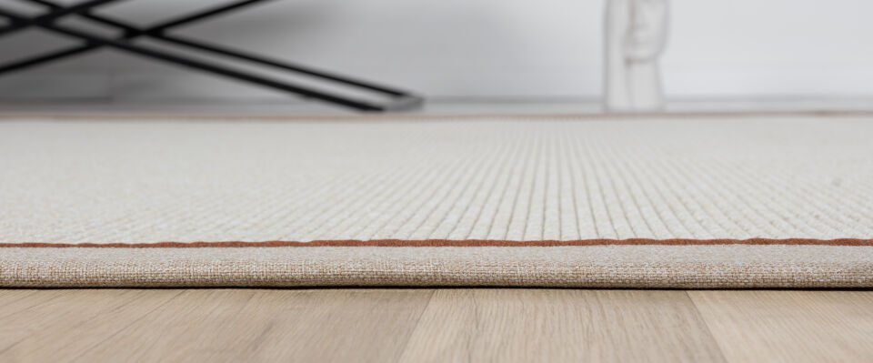 Kahve Bordürlü Krem Jüt Sisal Halı Modern Salon Balkon Koridor Halısı