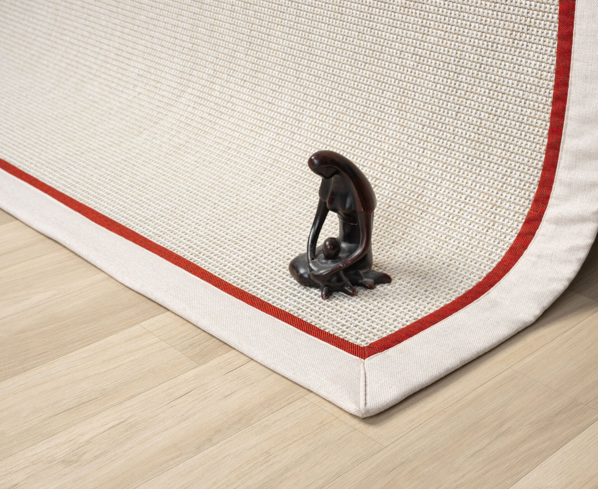 Kırmızı Bordürlü Krem Jüt Sisal Halı Modern Salon Balkon Koridor Halısı