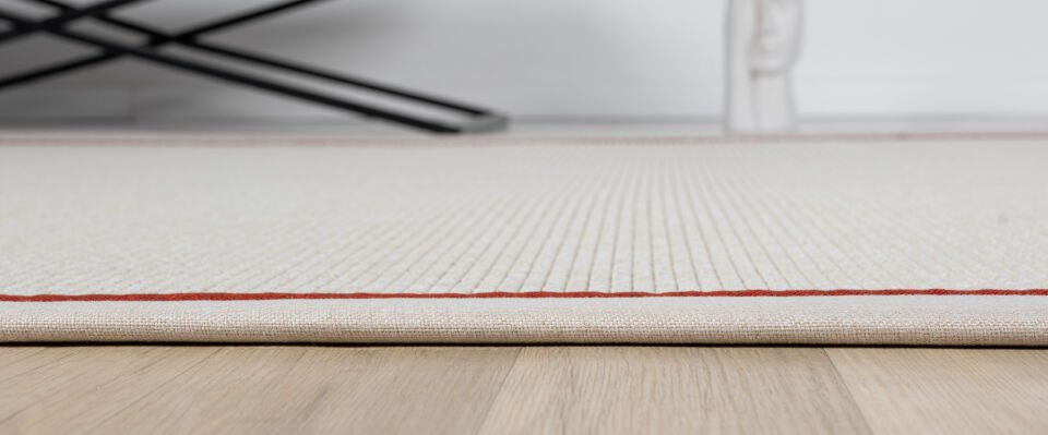 Kırmızı Bordürlü Krem Jüt Sisal Halı Modern Salon Balkon Koridor Halısı