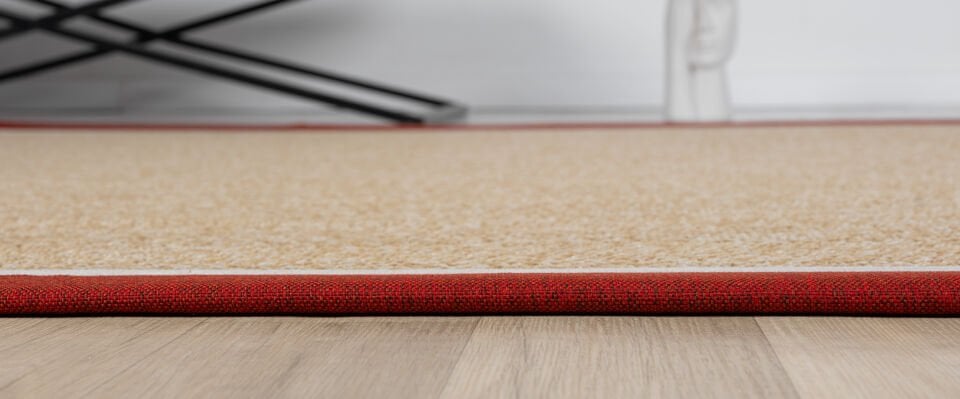 Kırmızı Bordürlü Doğal Jüt Sisal Halı Modern Salon Balkon Koridor Halısı
