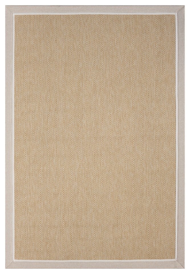 Bej Krem Bordürlü Balıksırtı Desenli Jüt Sisal Halı Modern Salon Balkon Koridor Halısı