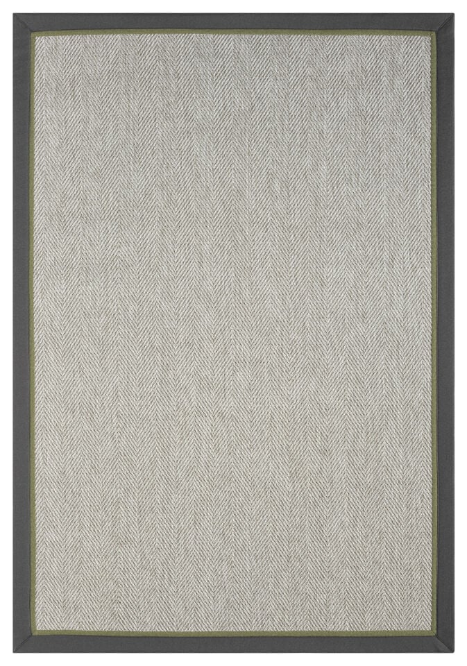 Antrasit Yeşil Bordürlü Balıksırtı Desenli Jüt Sisal Halı Modern Salon Balkon Koridor Halısı