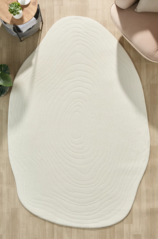 Krem Amorf Halı | Modern Tasarım Salon ve Oturma Odası Halısı