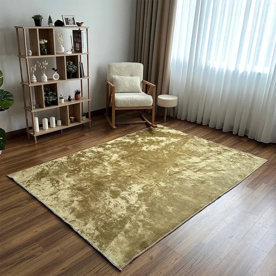 Velvet Touch İpeksi Dokuma Pamuk Viskon Parlak Halı Gold Amber