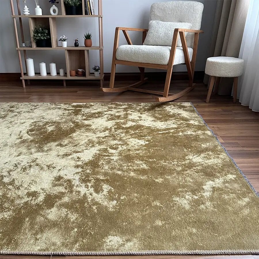Velvet Touch İpeksi Dokuma Pamuk Viskon Parlak Halı Gold Amber