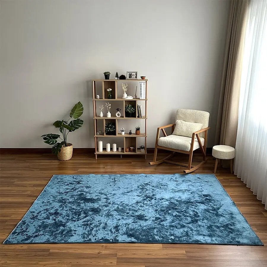 Velvet Touch İpeksi Dokuma Pamuk Viskon Parlak Halı Ocean Blue