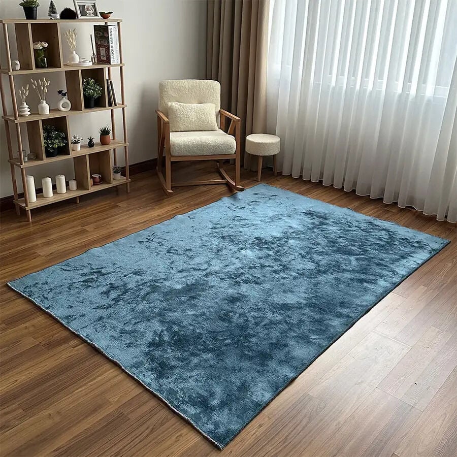Velvet Touch İpeksi Dokuma Pamuk Viskon Parlak Halı Ocean Blue