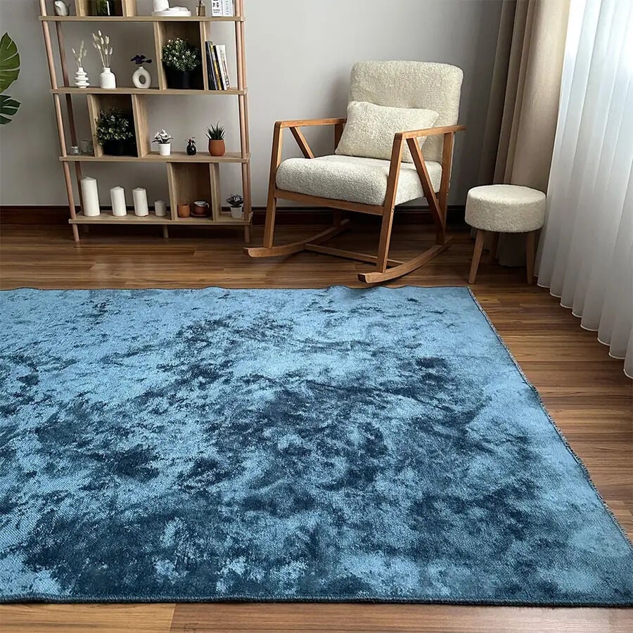 Velvet Touch İpeksi Dokuma Pamuk Viskon Parlak Halı Ocean Blue