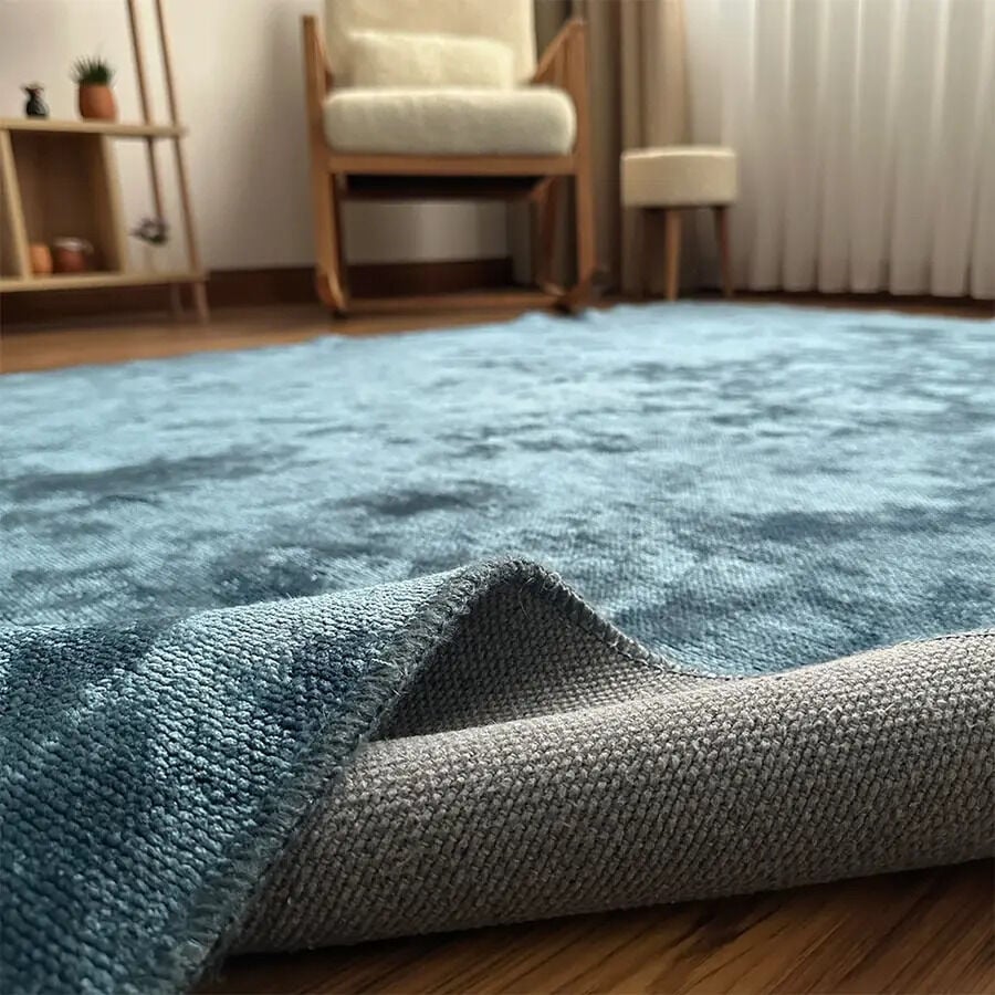 Velvet Touch İpeksi Dokuma Pamuk Viskon Parlak Halı Ocean Blue