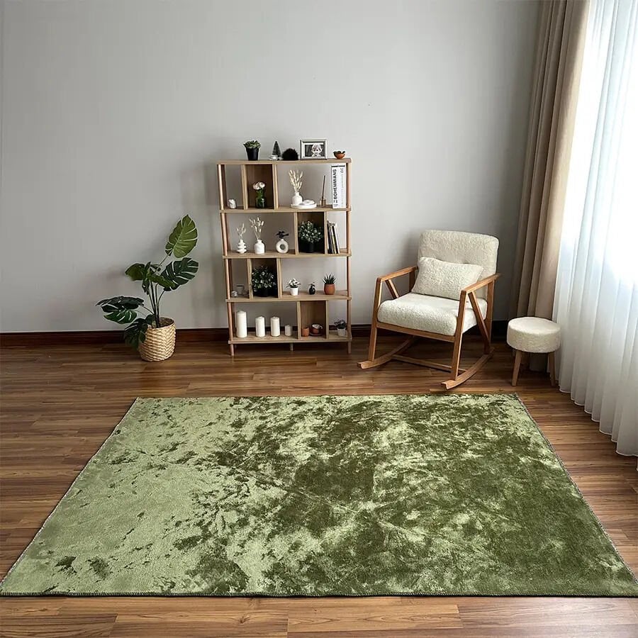Velvet Touch İpeksi Dokuma Pamuk Viskon Parlak Halı Olive Green