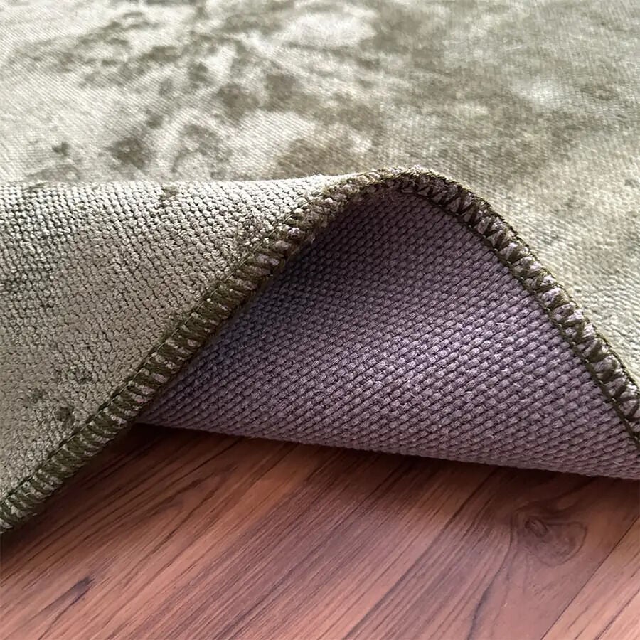 Velvet Touch İpeksi Dokuma Pamuk Viskon Parlak Halı Olive Green