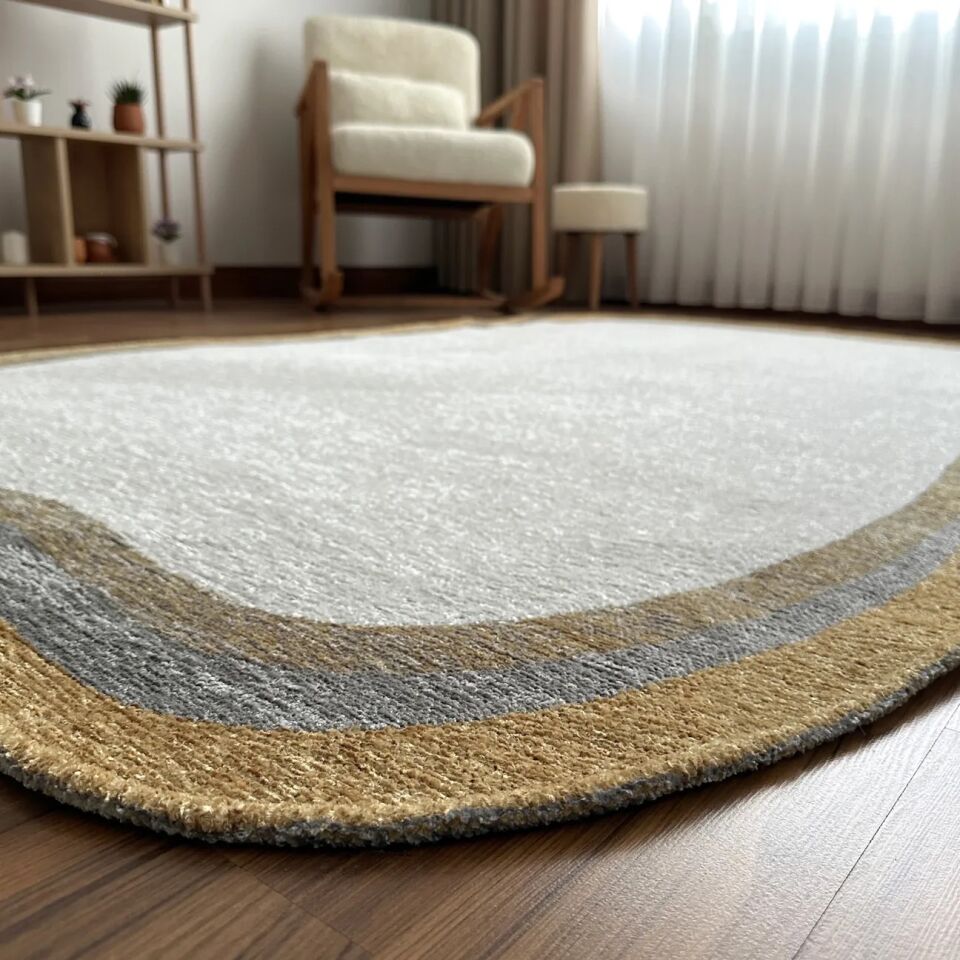 LOOM Natura Minimal Bordürlü Halı Bej Gri