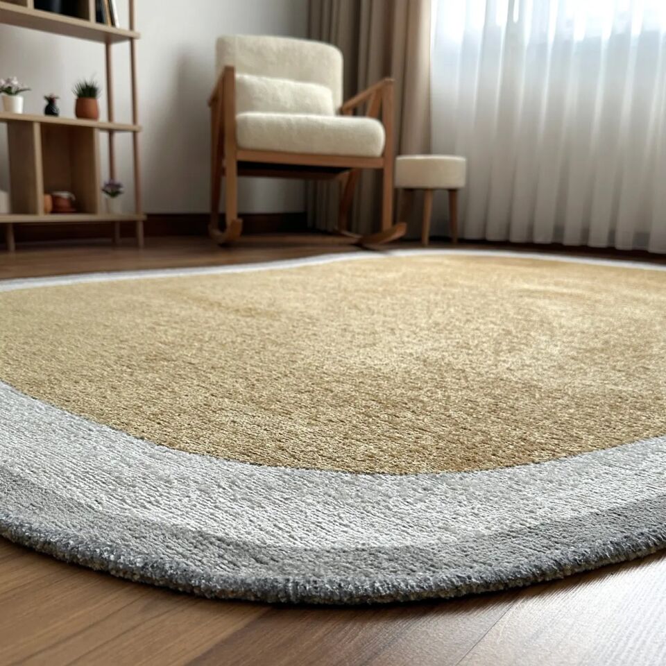 LOOM Natura Minimal Bordürlü Halı Bej Gri